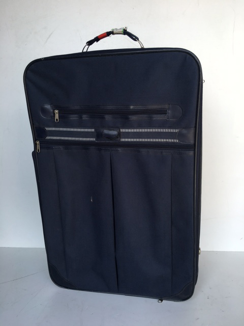 SUITCASE, Large Navy w Red Tape Handle